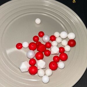 35 Red and White Bead Set